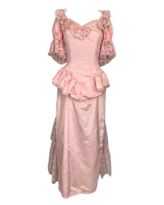1980s Gone with The Wind Pink Dress