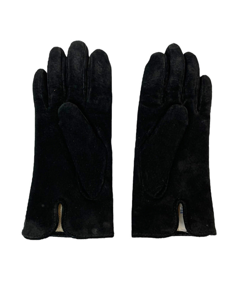 Vintage Suede Black Gloves
