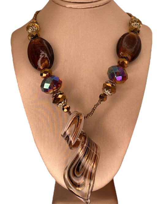 Vintage Autumn Glass Necklace