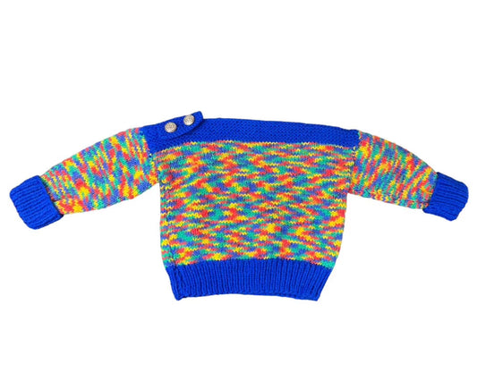 1970s Multicolor Hand Knit Sweater