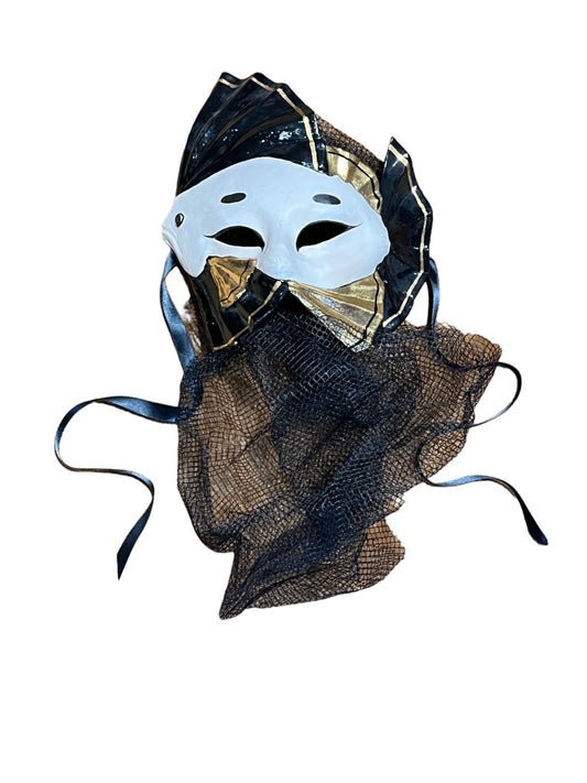 Gold and Black Fan Fish Mask
