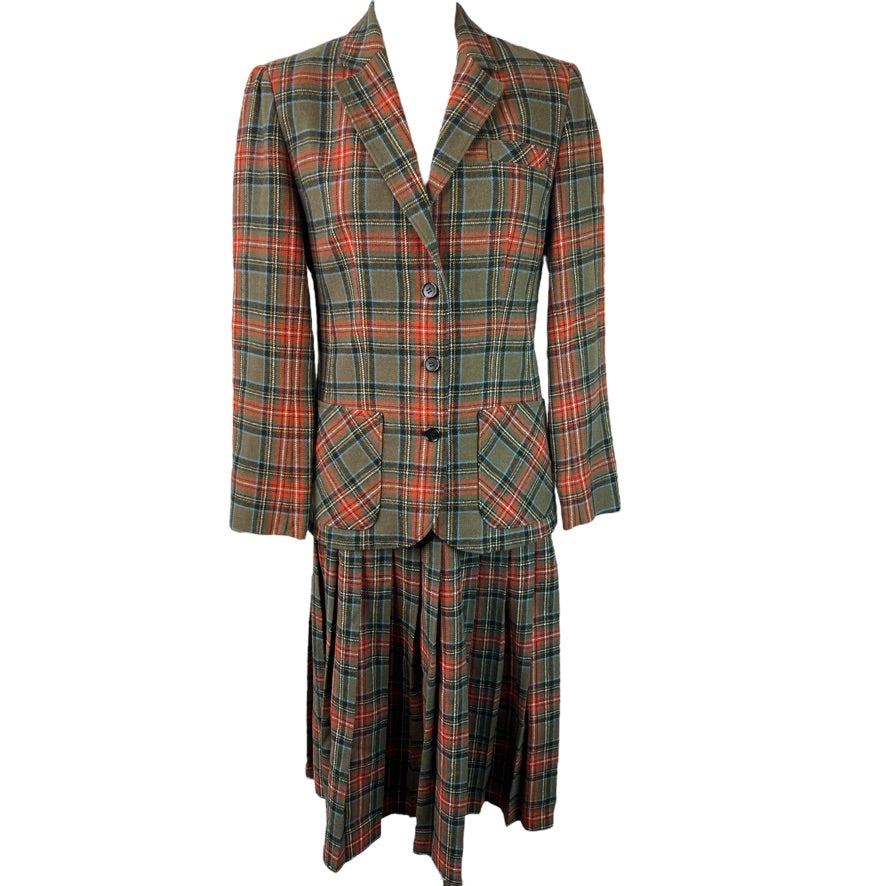 Plaid vintage hotsell skirt suit