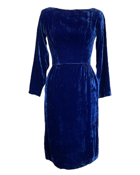 1970's She Wore Blue Velvet Dress