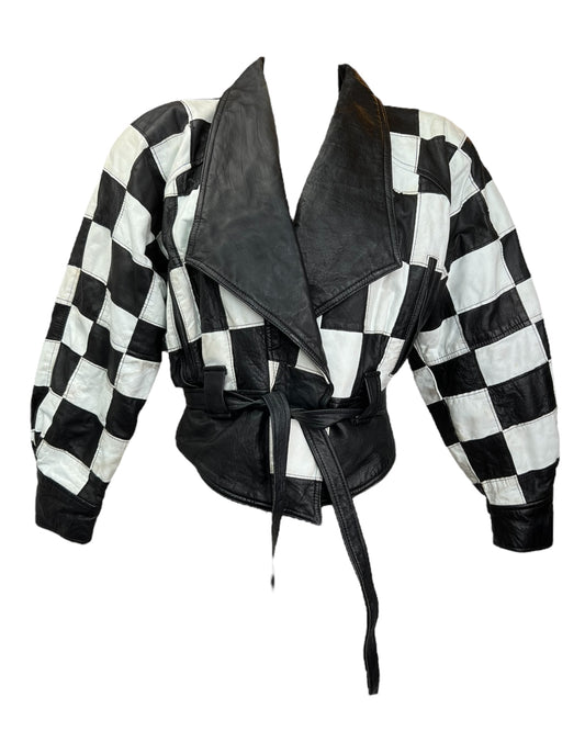 Y2K Checkered Leather Jacket