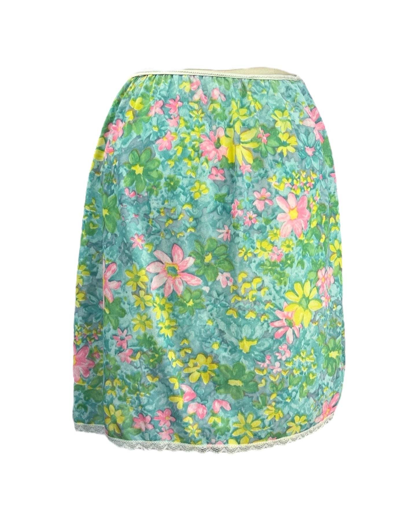 1970's Psychedelic Florals Slip Skirt As Is