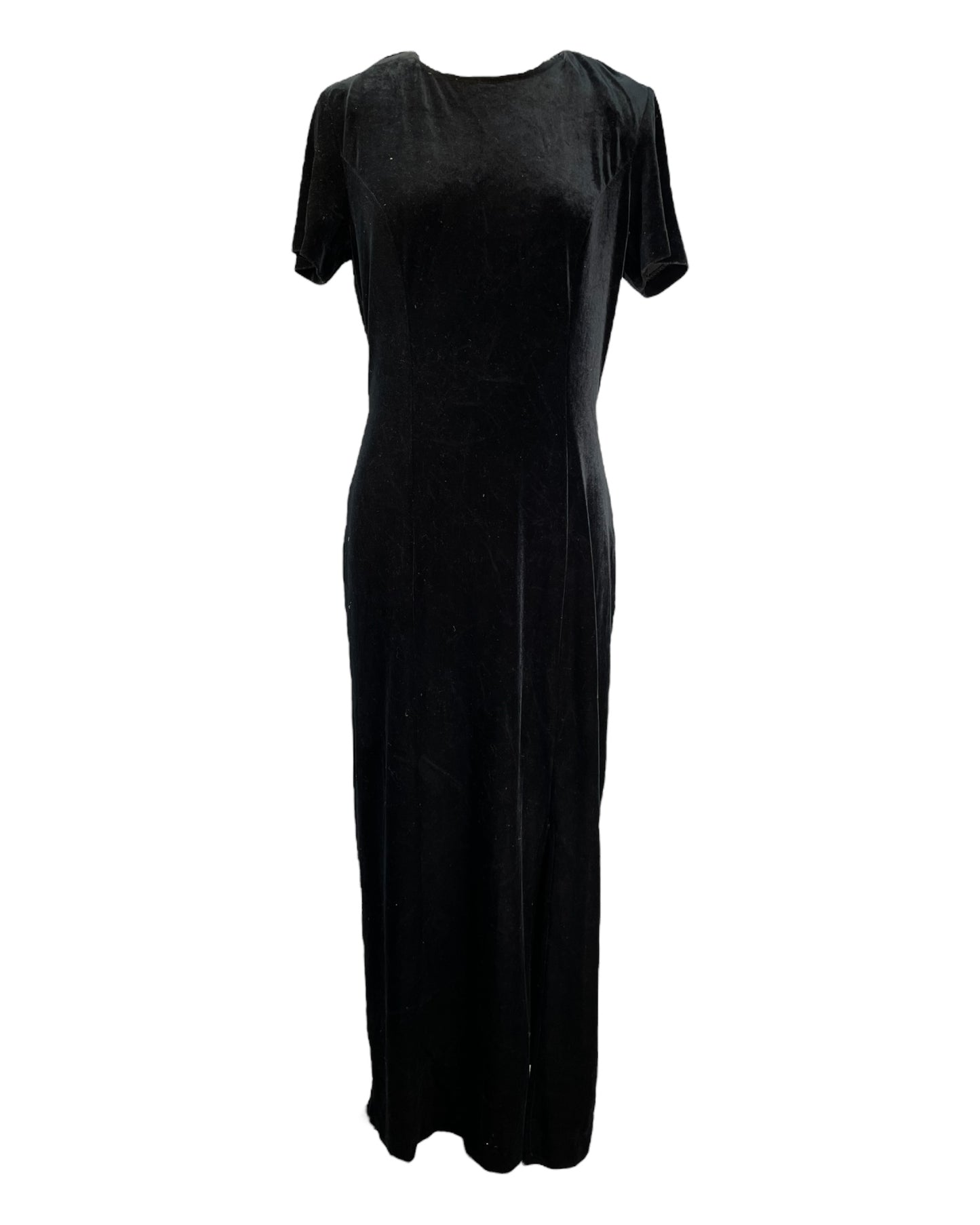 1980's Simple Solid Velvet Dress