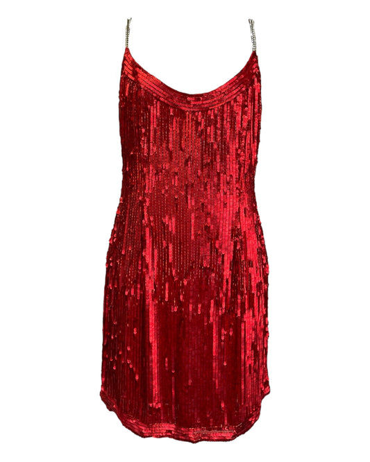 1980's Scarlet Sparkly Mini Dress