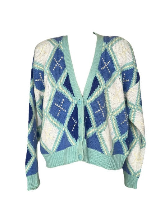 Vintage Icy Argyle Cardigan