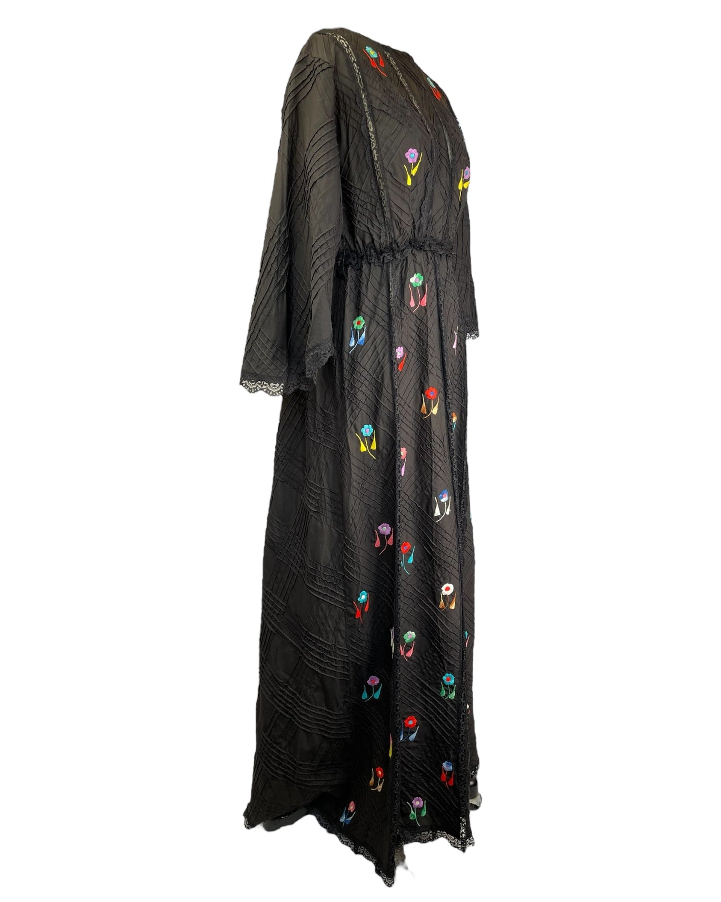 1970's Dark Floral Maxi Dress