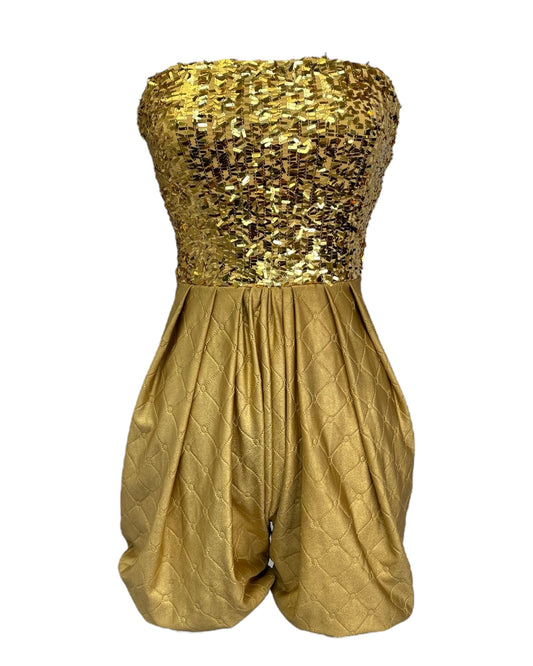 Costume Gold Sequin Clown Romper