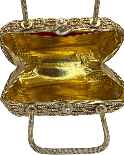 1950s Golden Woven Basket Purse