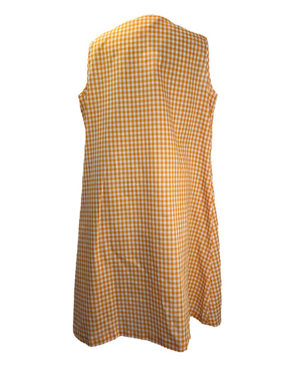 1970s Pumpkin Gingham Shift Dress