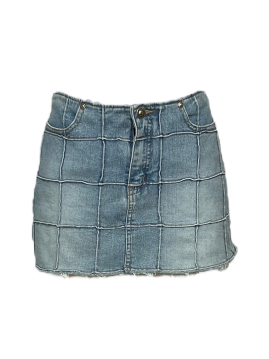 Y2K Checkered Denim Mini Skirt