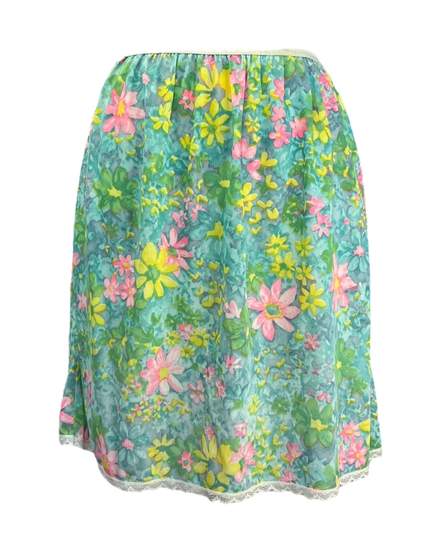 1970's Psychedelic Florals Slip Skirt As Is