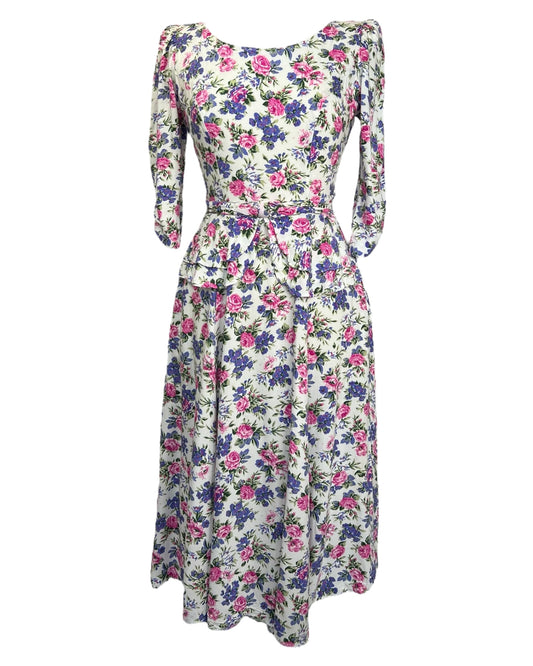 1980s Floral Fable Dress