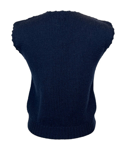 Vintage Navy Eyelets Sweater Vest