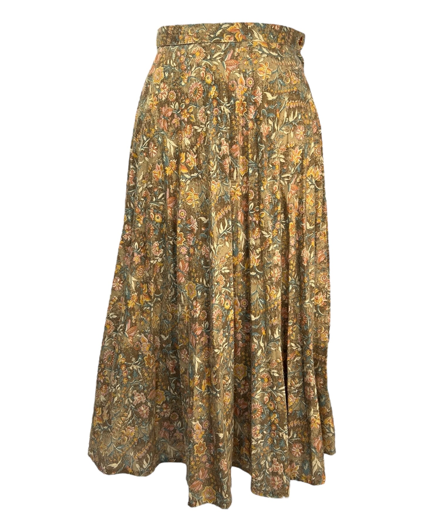 1970's Faded Floral Midi Skirt