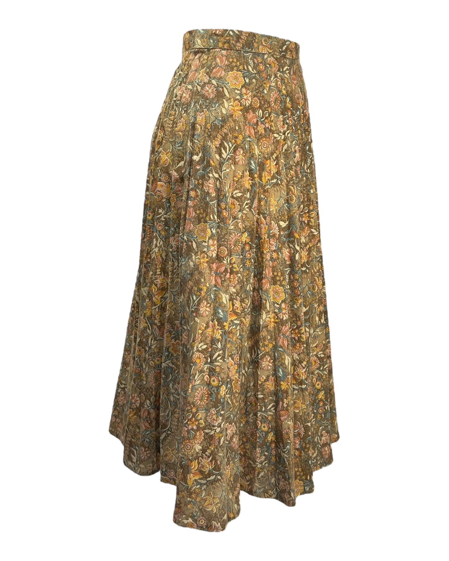 1970's Faded Floral Midi Skirt