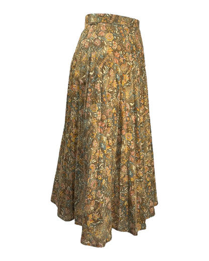 1970's Faded Floral Midi Skirt