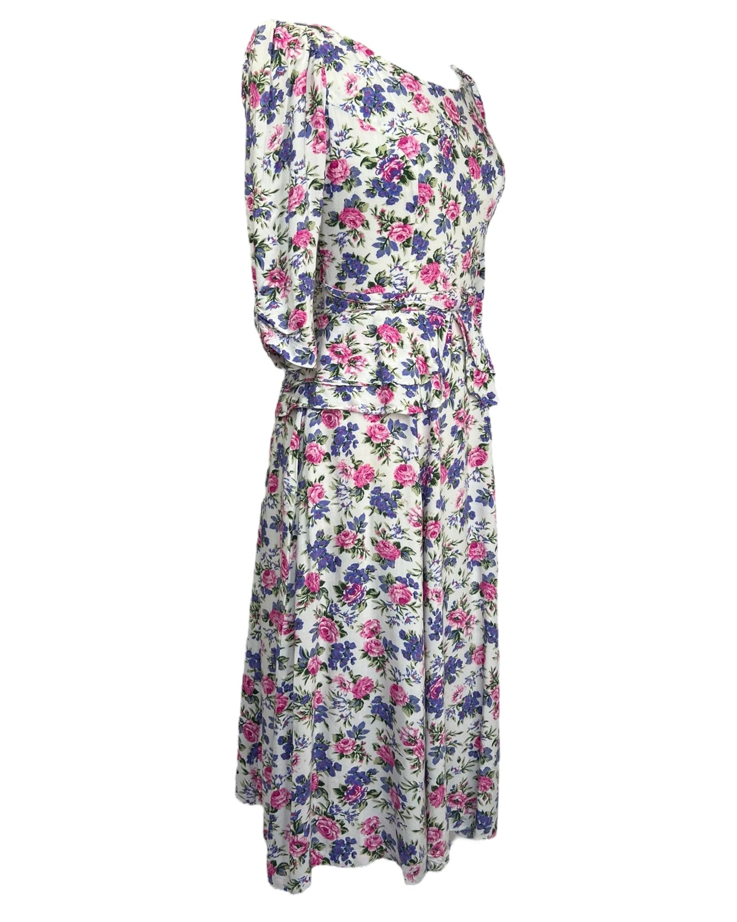 1980s Floral Fable Dress