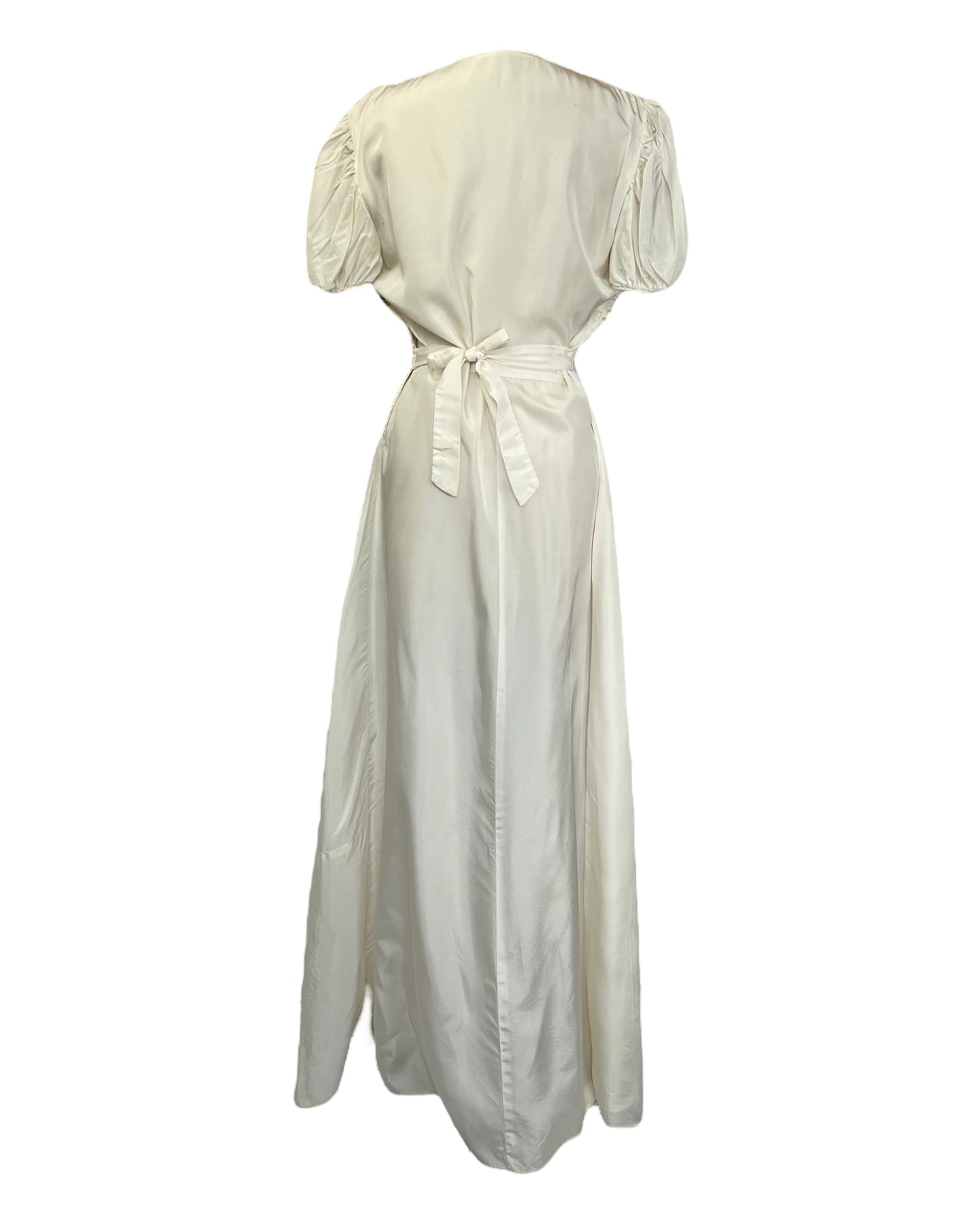 1980s Silk Puff Sleeve Dress