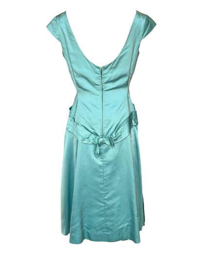 1950s Turquoise Rose Dress