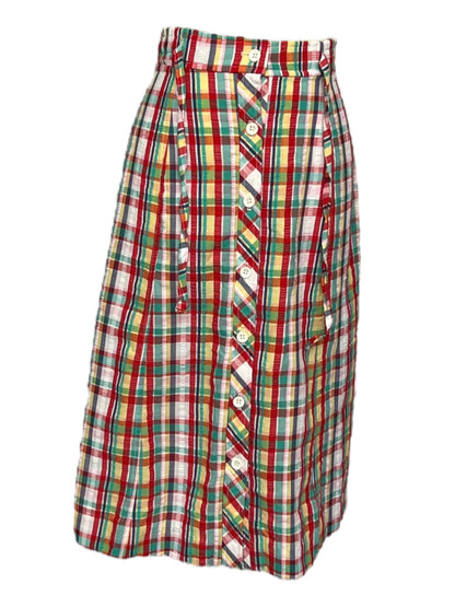 1970s Candy Coated Plaid Skirt