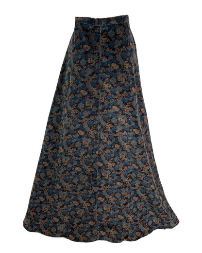 1990s Dark Florals Maxi Skirt