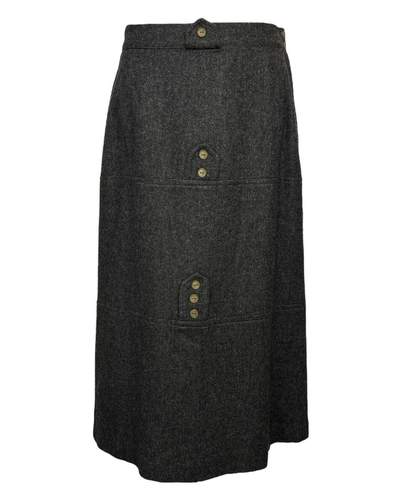 Vintage Triple Tier Buttons Skirt