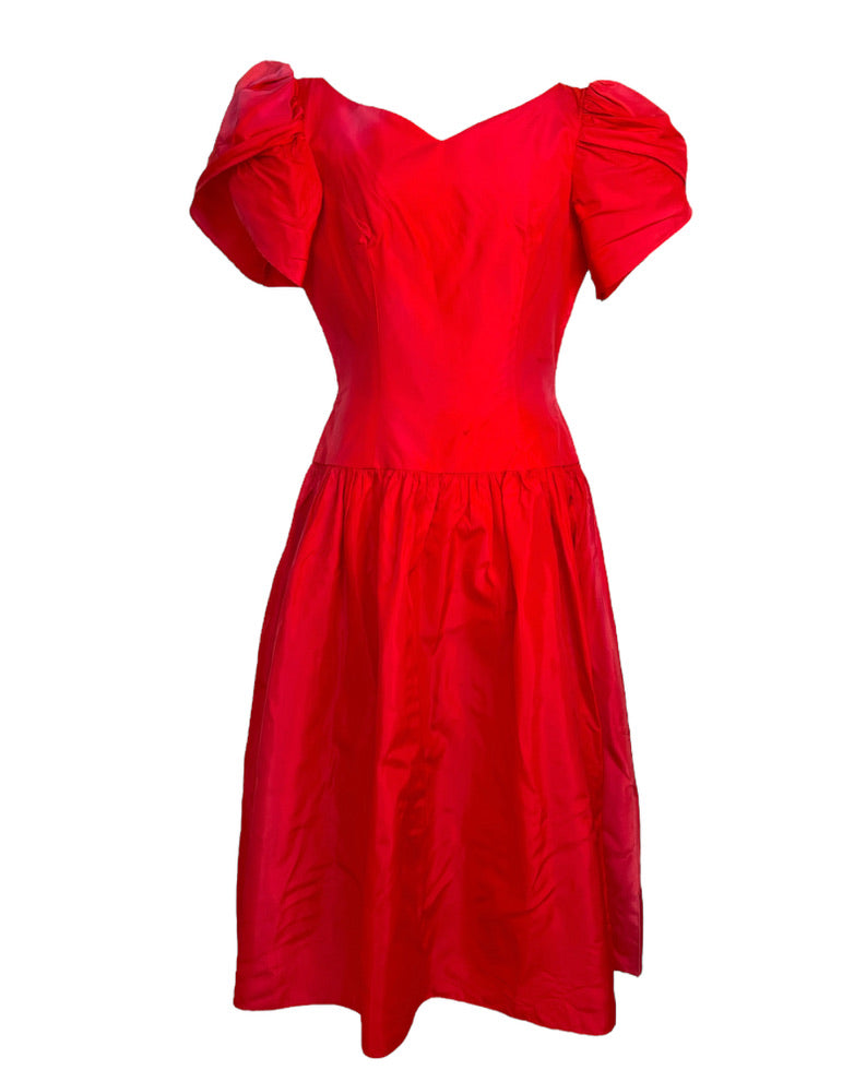 1980s Red Prom Dress
