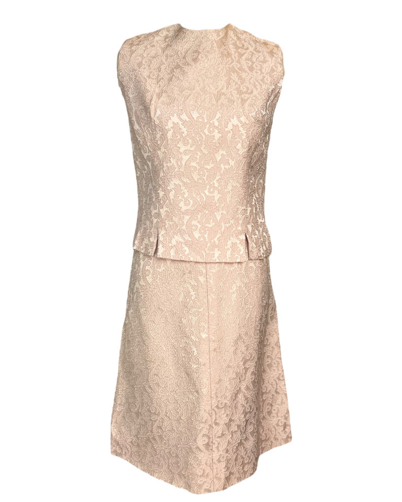 1960s Baby Pink Brocade Two Piece Set