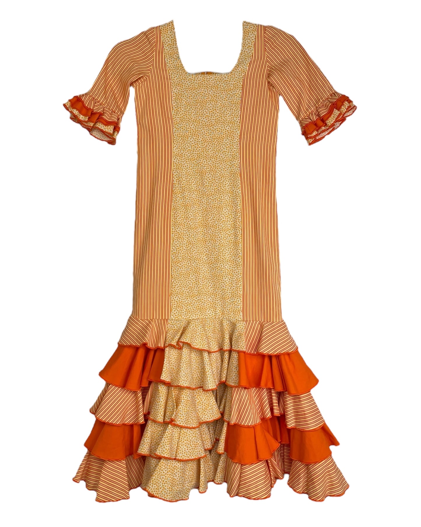 1970's Orange Flamenco Dancer Dress