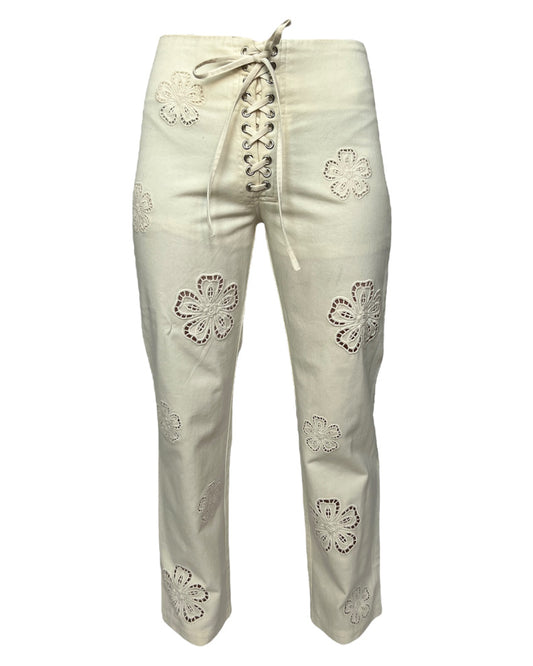 Contemporary Flower Power Cut Outs Pants