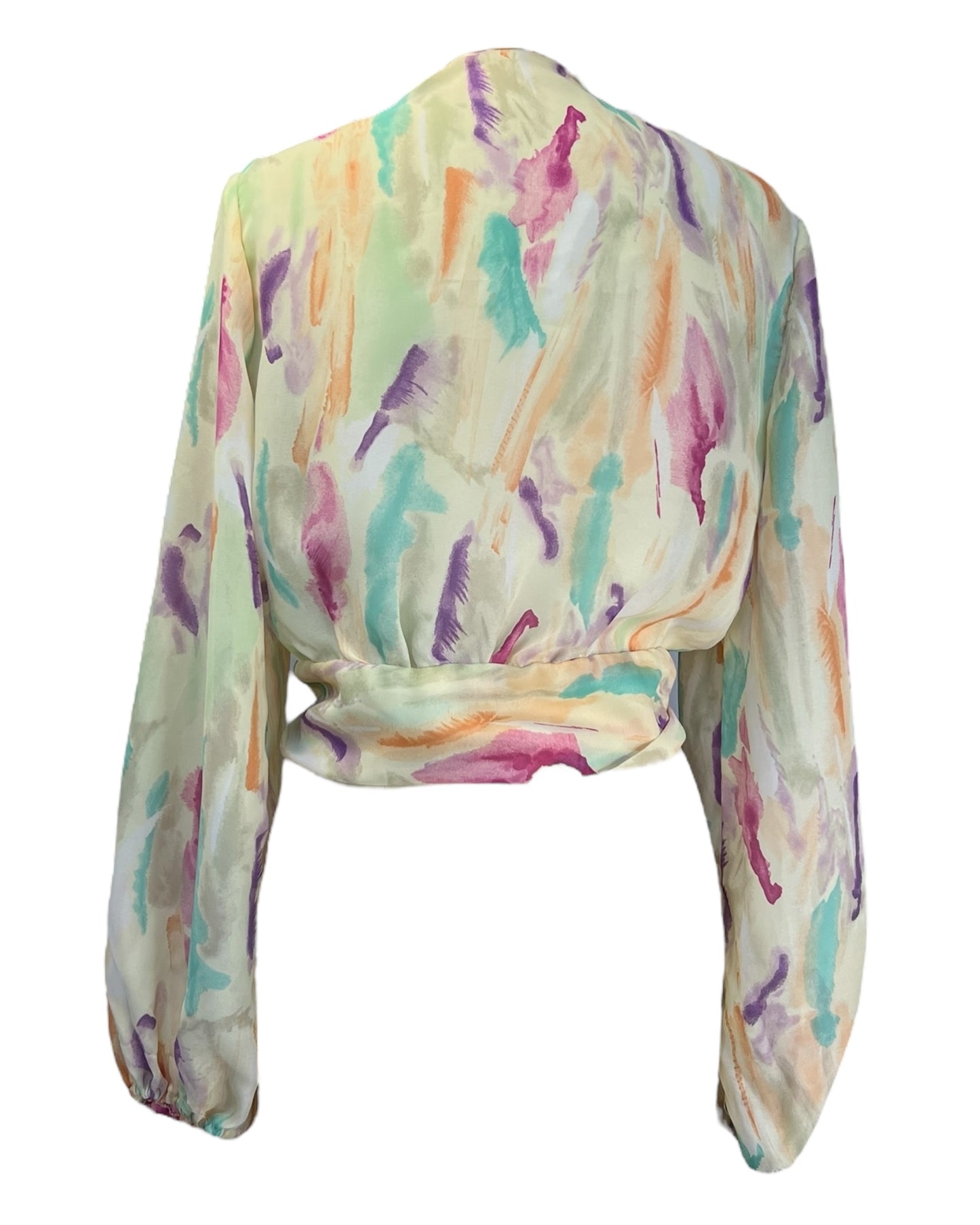 1970's Painted Tie Blouse