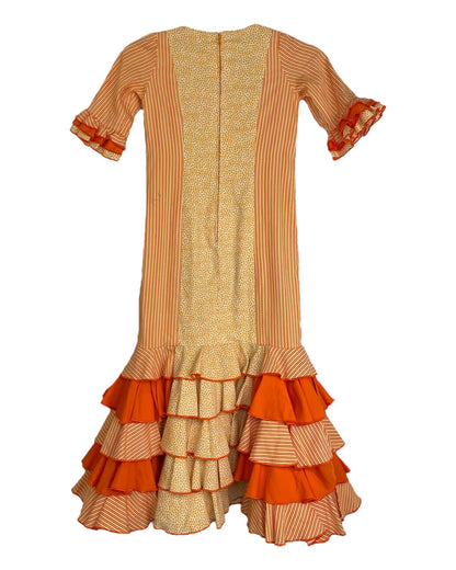 1970's Orange Flamenco Dancer Dress