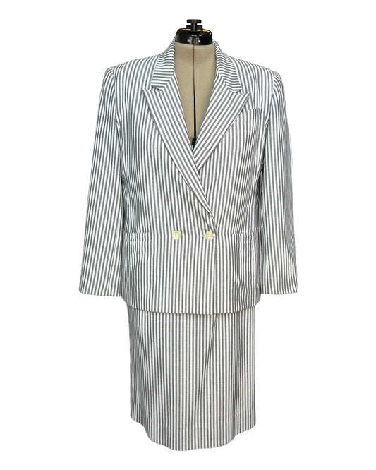1980s Meeting at the Marina Skirt Suit