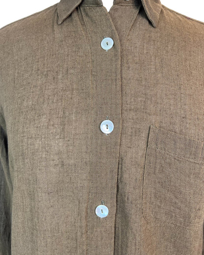 Vintage Olive Linen Shirt