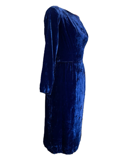 1970's She Wore Blue Velvet Dress