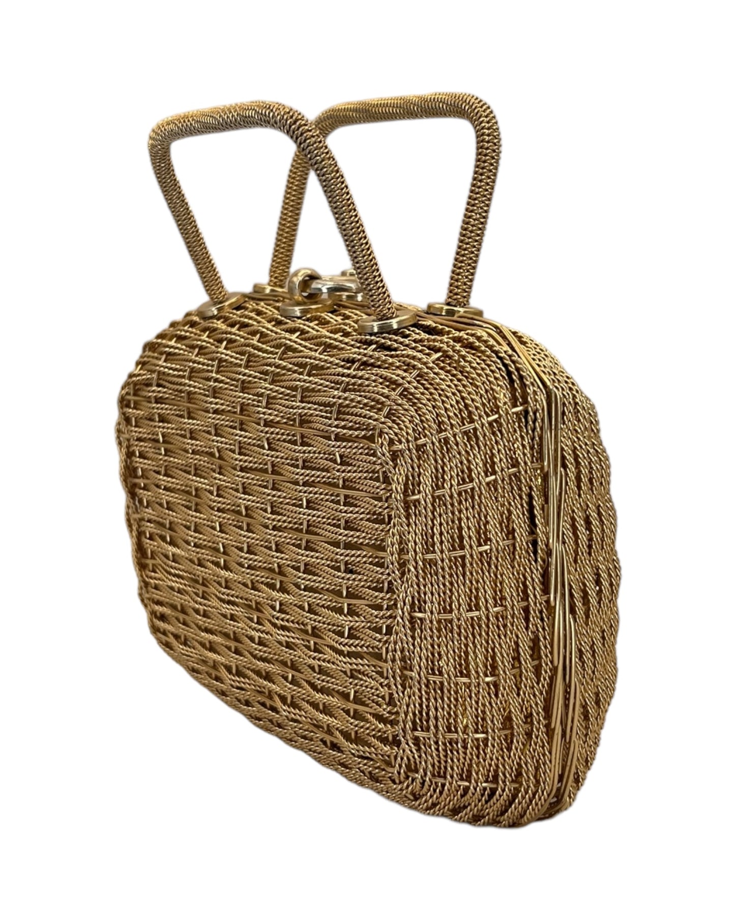 1950s Golden Woven Basket Purse