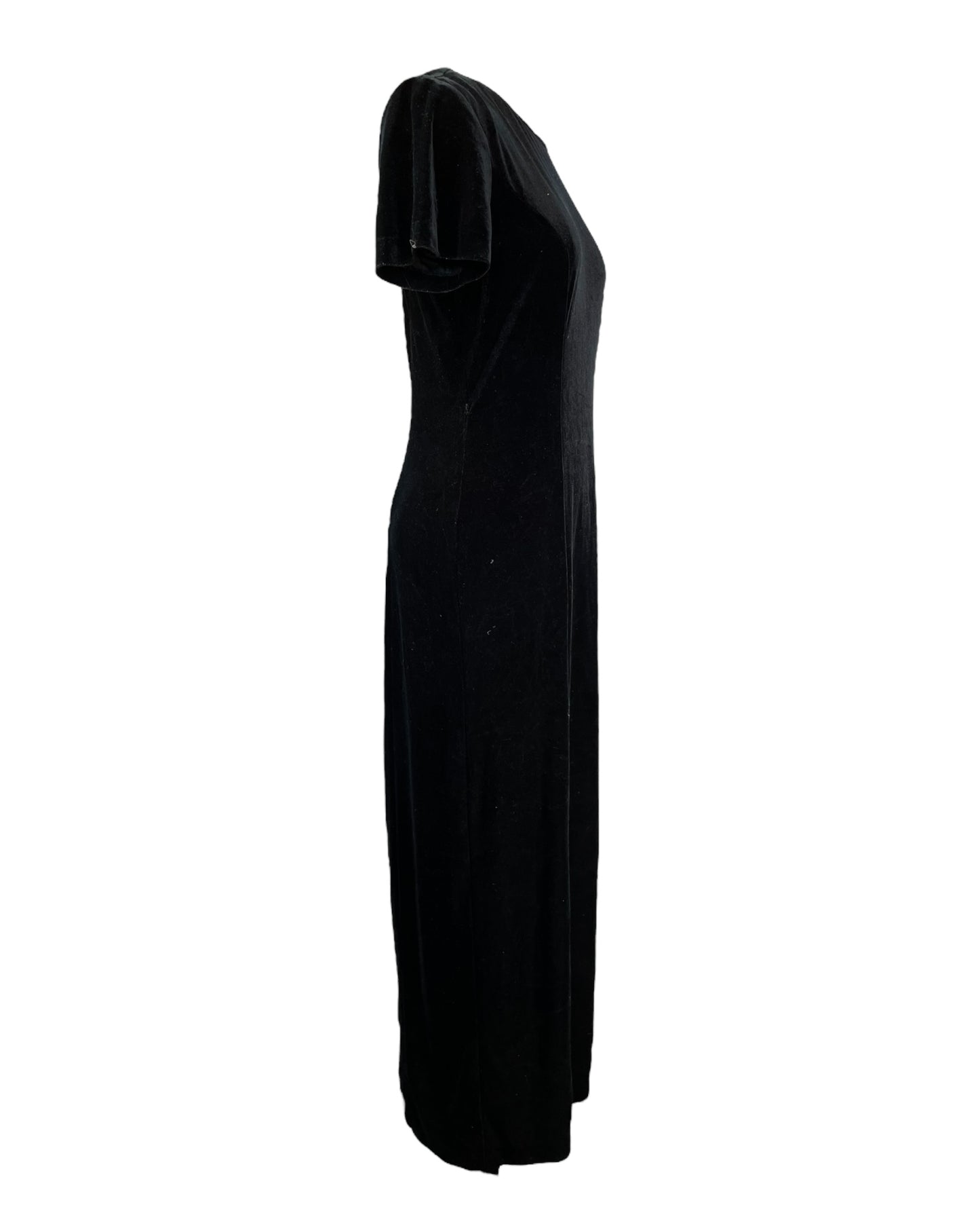 1980's Simple Solid Velvet Dress