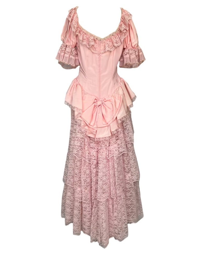 1980s Gone with The Wind Pink Dress