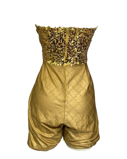 Costume Gold Sequin Clown Romper