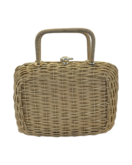 1950s Golden Woven Basket Purse