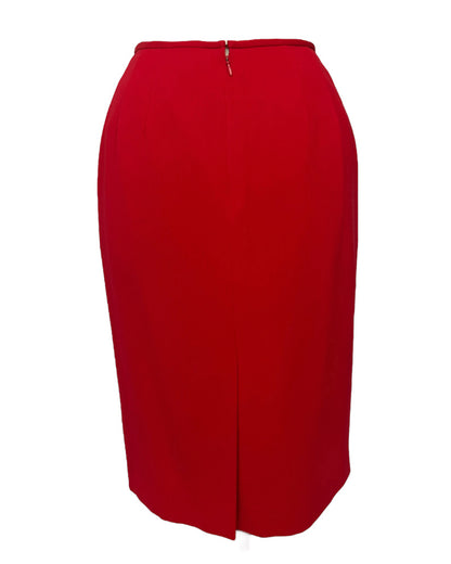 Vintage Crimson Pencil Skirt