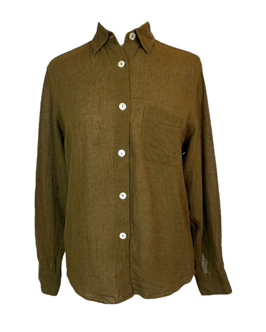Vintage Olive Linen Shirt