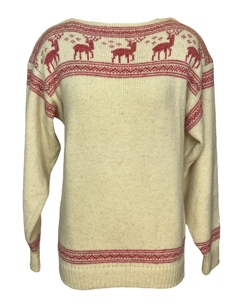 Vintage Candy Cane Reindeer Sweater