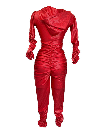 Costume Sparkly Ruched Devil Jumpsuit