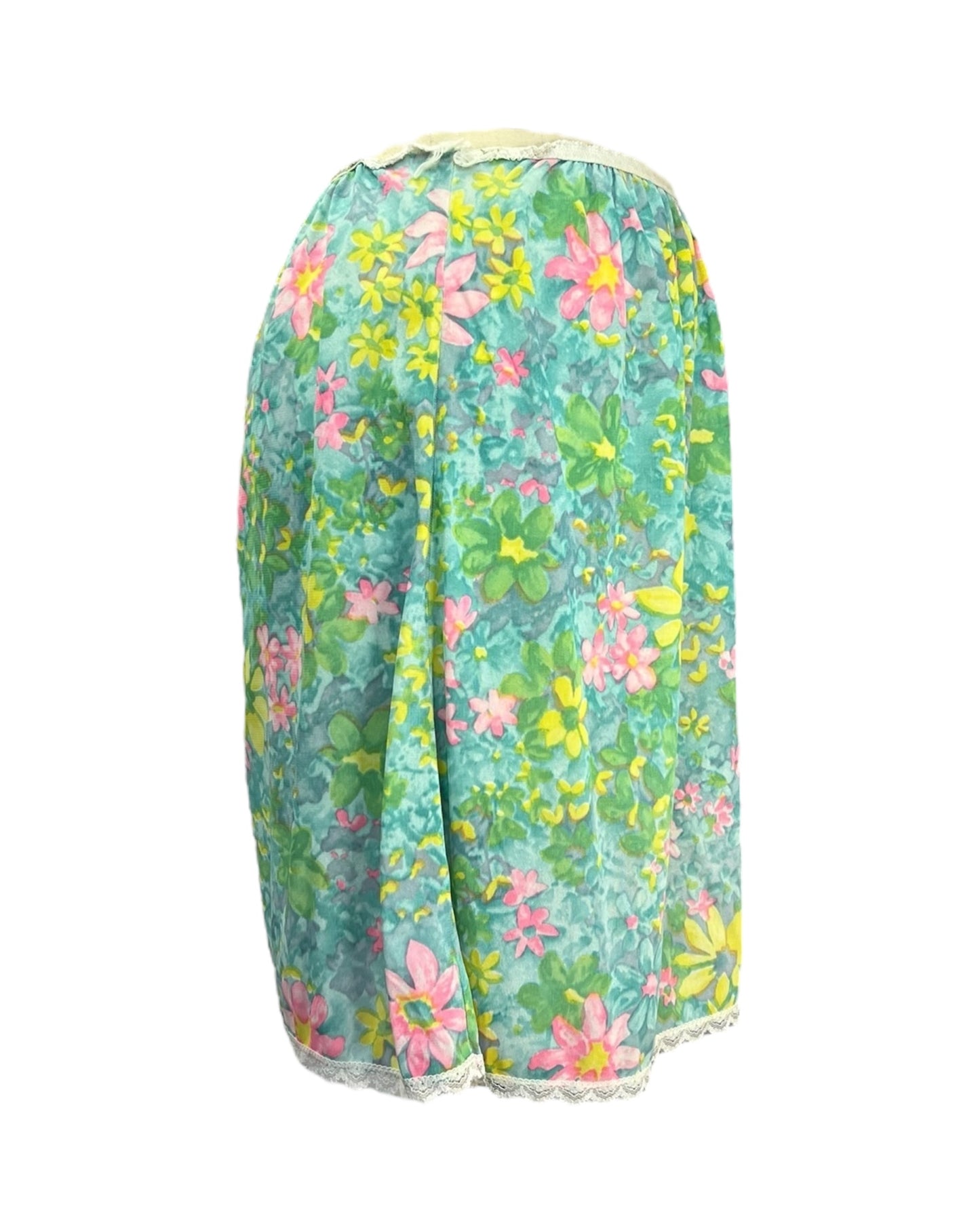 1970's Psychedelic Florals Slip Skirt As Is