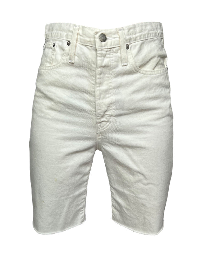 Contemporary White High Rise Cut Off Shorts*