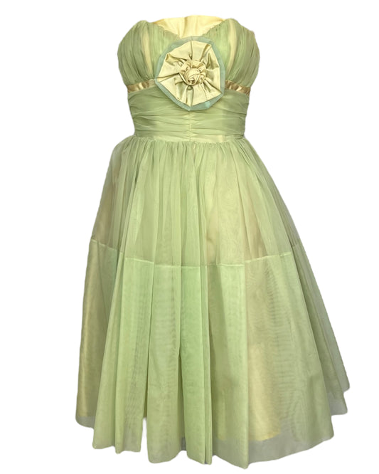 1950s Handmade Sage Prom Dress